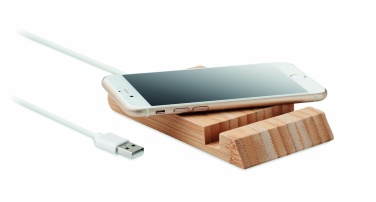 Logo trade advertising products image of: Bamboo wireless charger  10W ODOS