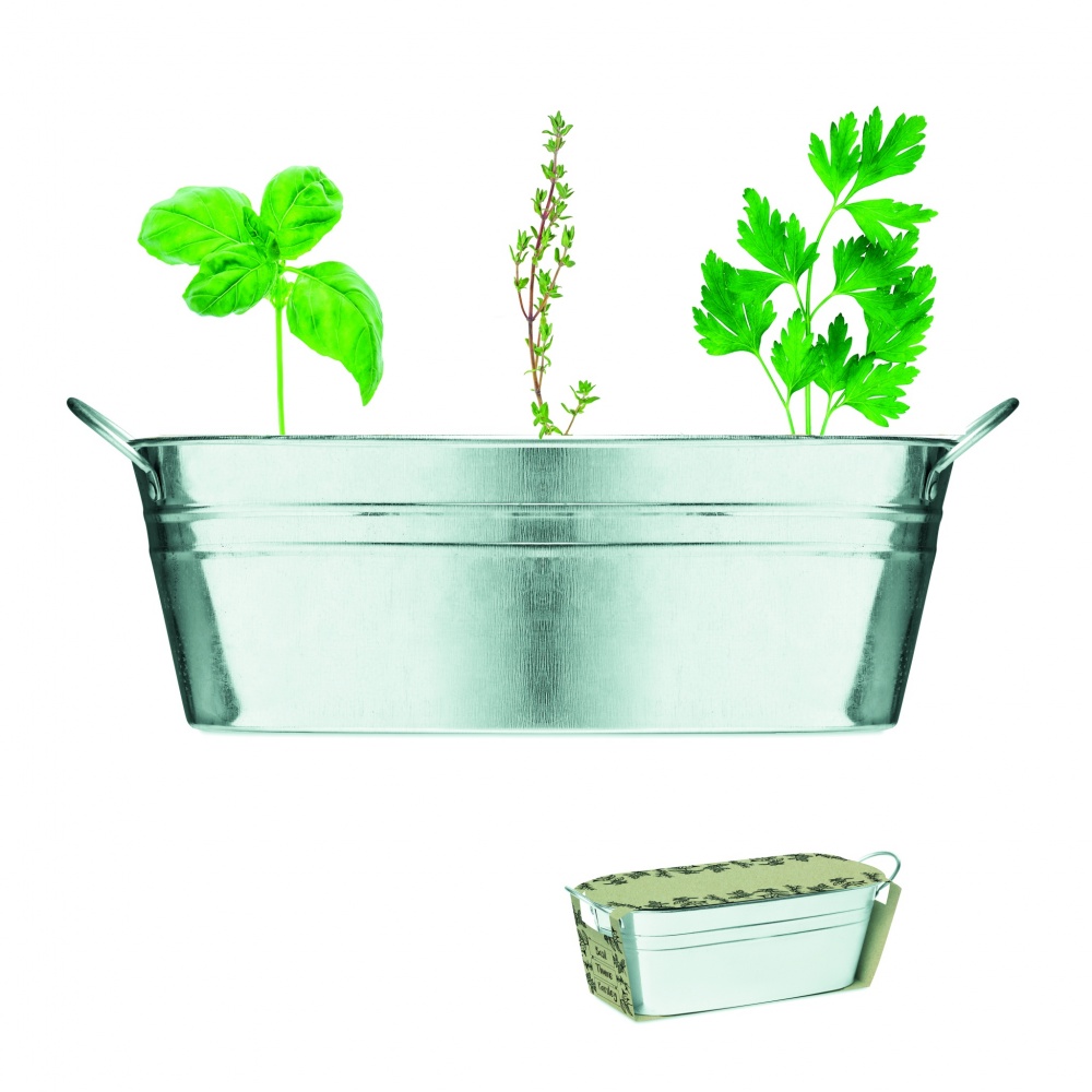 Logo trade corporate gifts picture of: Zinc tub with 3 herbs seeds