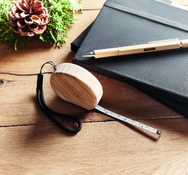 Logo trade business gift photo of: Measuring tape in bamboo 2m