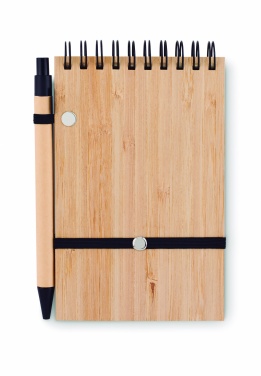 Logo trade promotional gifts image of: A6 bamboo notepad with pen SONORABAM