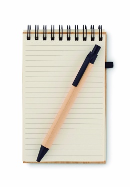 Logo trade promotional merchandise picture of: A6 bamboo notepad with pen SONORABAM