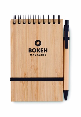 Logotrade promotional merchandise photo of: A6 bamboo notepad with pen SONORABAM