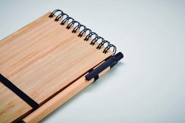 Logo trade advertising products image of: A6 bamboo notepad with pen SONORABAM