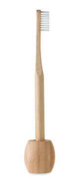 Logo trade promotional items image of: Bamboo tooth brush with stand