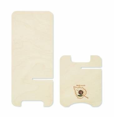 Logo trade promotional merchandise image of: Birch Wood phone stand