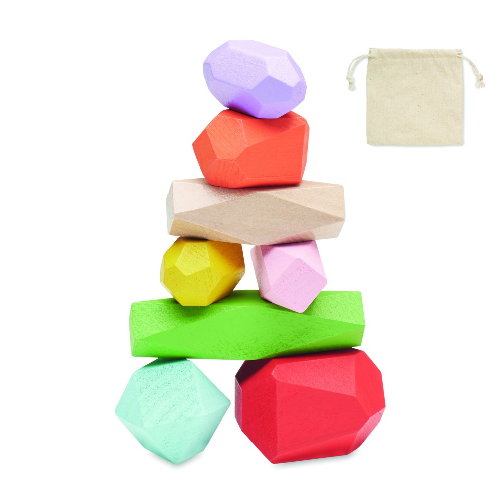 Logo trade advertising products picture of: 8 stacking wood rocks in pouch