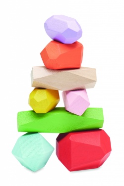 Logo trade corporate gifts picture of: 8 stacking wood rocks in pouch