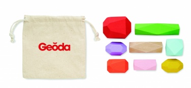 Logo trade advertising products picture of: 8 stacking wood rocks in pouch