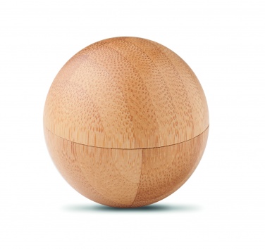 Logo trade promotional giveaways image of: Lip balm in round bamboo case