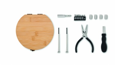 Logo trade promotional giveaways image of: 15 piece tool set bamboo case
