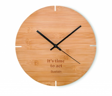 Logo trade promotional giveaway photo of: Round shape bamboo wall clock