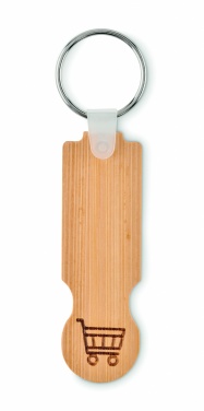 Logo trade promotional items picture of: Bamboo euro token key ring Rauma