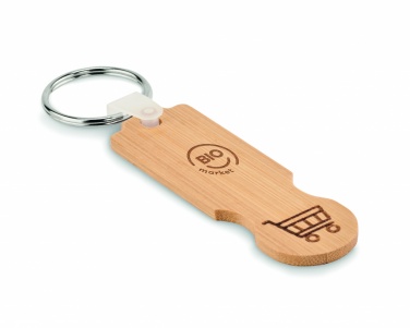 Logo trade promotional items picture of: Bamboo euro token key ring Rauma