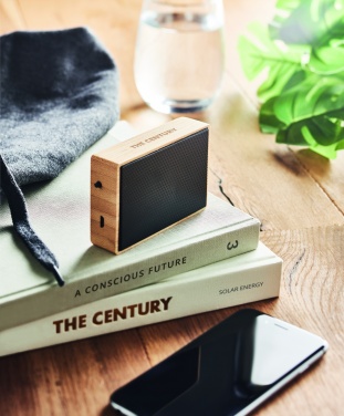 Logo trade promotional item photo of: Solar bamboo wireless speaker