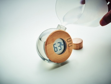 Logotrade promotional product image of: Water powered bamboo LCD clock