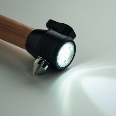 Logotrade promotional merchandise photo of: 3-in-1 bamboo flashlight with an emergency hammer and seatbelt cutter