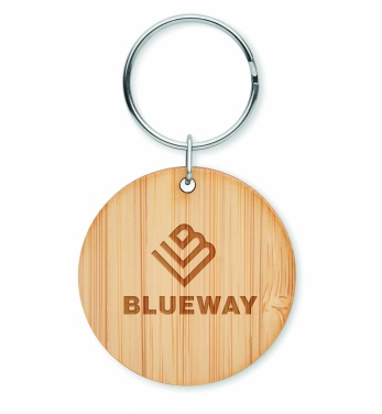 Logotrade promotional product picture of: Round bamboo key ring Pieksämäki