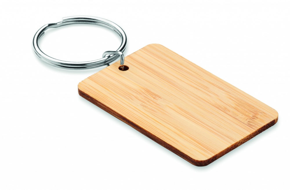 Logo trade promotional gifts image of: Rectangular bamboo key ring Riihimäki