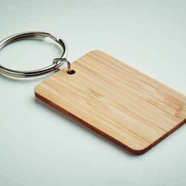 Logo trade promotional giveaways picture of: Rectangular bamboo key ring Riihimäki