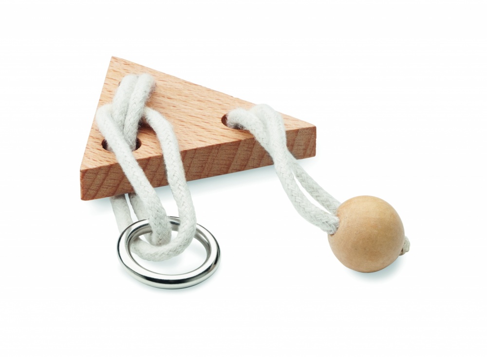 Logo trade advertising products image of: Wooden brain teaser triangle