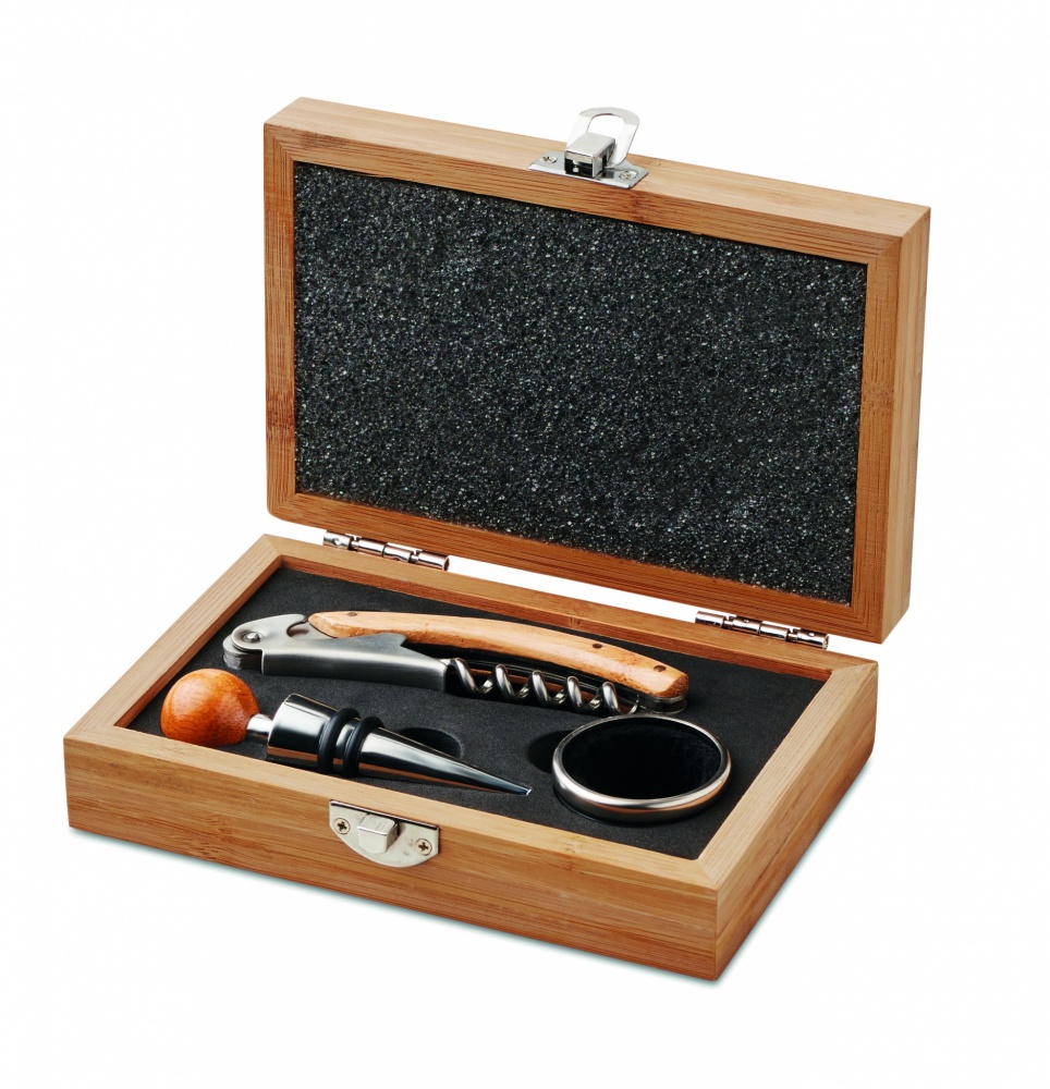 Logo trade promotional merchandise image of: Wine set in bamboo box