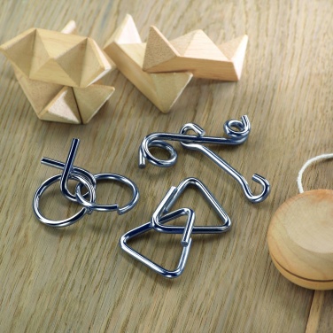 Logo trade promotional giveaways image of: Set of 3 metal brain teasers