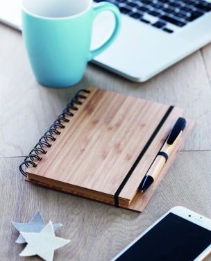 Logo trade corporate gift photo of: Bamboo notebook with pen lined BAMBLOC