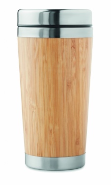 Logo trade advertising products image of: Double wall bamboo flask 430ml