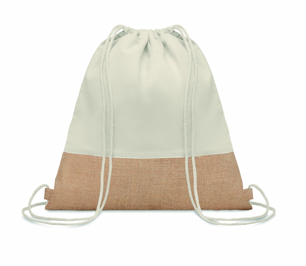 Logo trade business gift photo of: Drawstring bag w/ jute details