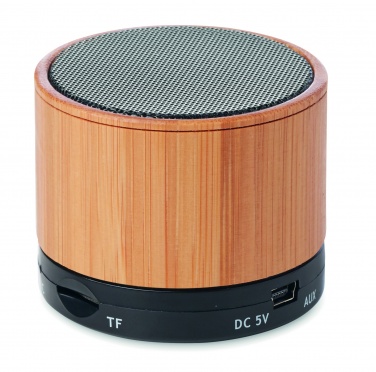Logotrade promotional gifts photo of: Round Bamboo wireless speaker
