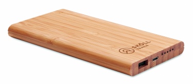Logo trade promotional items image of: Wireless power bank in bamboo 6000mAh ARENA