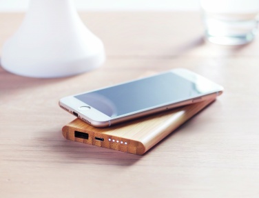 Logotrade promotional giveaways photo of: Wireless power bank in bamboo 6000mAh ARENA