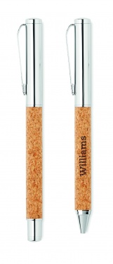 Logo trade promotional merchandise photo of: Metal Ball pen set in cork box