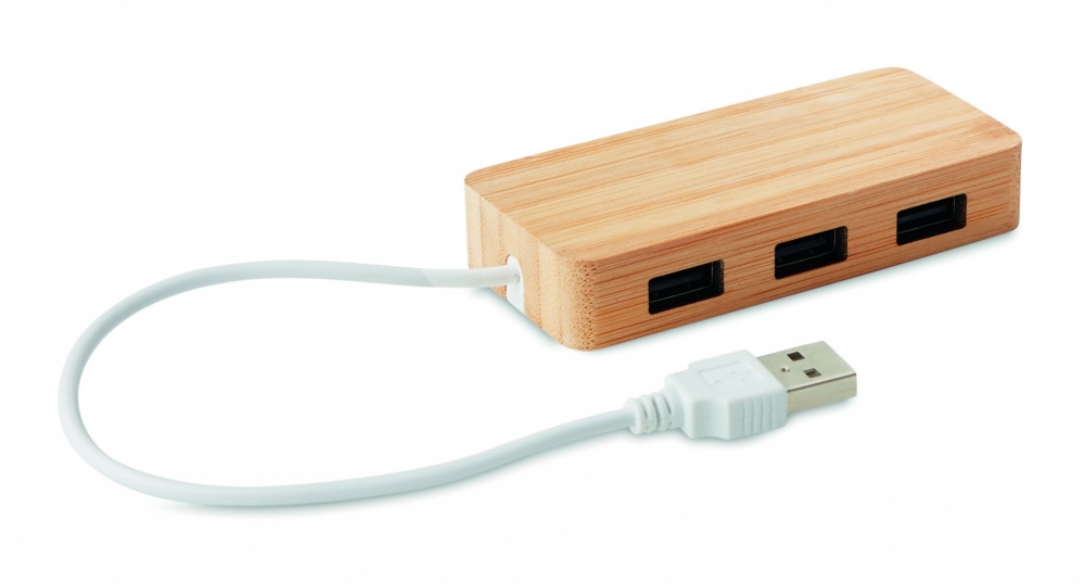 Logotrade promotional item picture of: Bamboo USB 3 ports hub