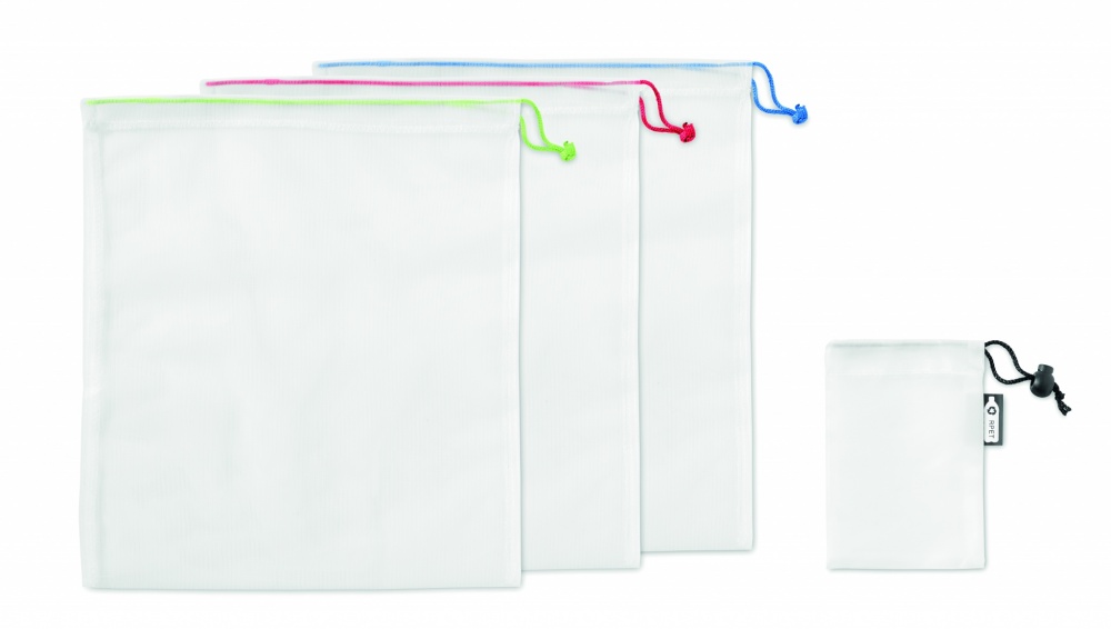 Logo trade promotional items image of: Set of 3 RPET mesh food bags