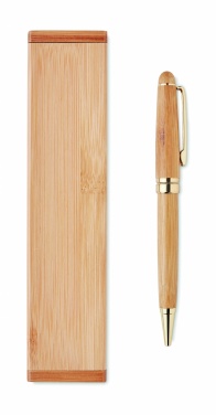 Logo trade promotional gift photo of: Bamboo twist-action ballpoint pen in a box