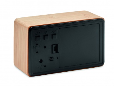 Logo trade promotional giveaway photo of: LED alarm clock bamboo casing Düsseldorf