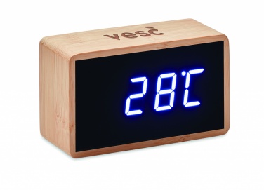 Logo trade promotional merchandise photo of: LED alarm clock bamboo casing Düsseldorf