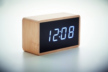 Logo trade corporate gifts picture of: LED alarm clock bamboo casing Düsseldorf