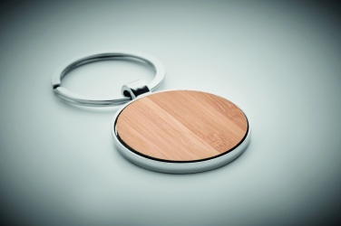 Logo trade advertising product photo of: Round key ring metal bamboo Dobele