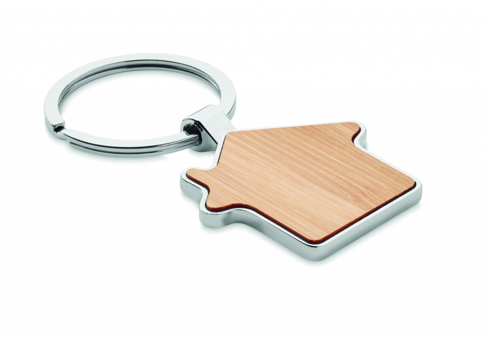 Logo trade promotional gifts image of: House key ring metal bamboo NORDIC