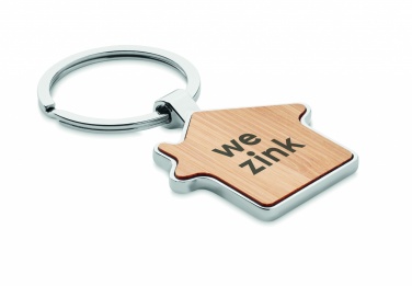 Logo trade corporate gift photo of: House key ring metal bamboo NORDIC