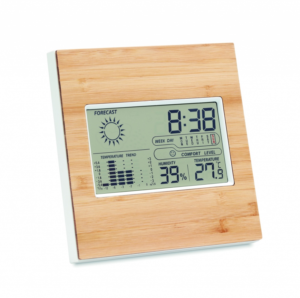 Logotrade promotional merchandise picture of: Weather station bamboo front TURKU