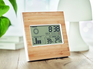 Logo trade promotional products picture of: Weather station bamboo front TURKU