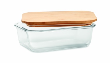 Logo trade promotional giveaways image of: Glass lunchbox with bamboo lid