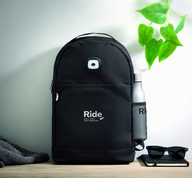 Logo trade promotional merchandise image of: Backpack in RPET & COB light