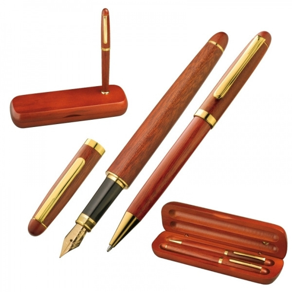 Logo trade business gifts image of: Rosewood writing set OXFORD