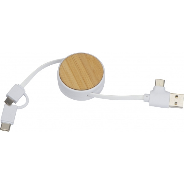 Logo trade promotional giveaways image of: Bamboo charging cable GRONINGEN