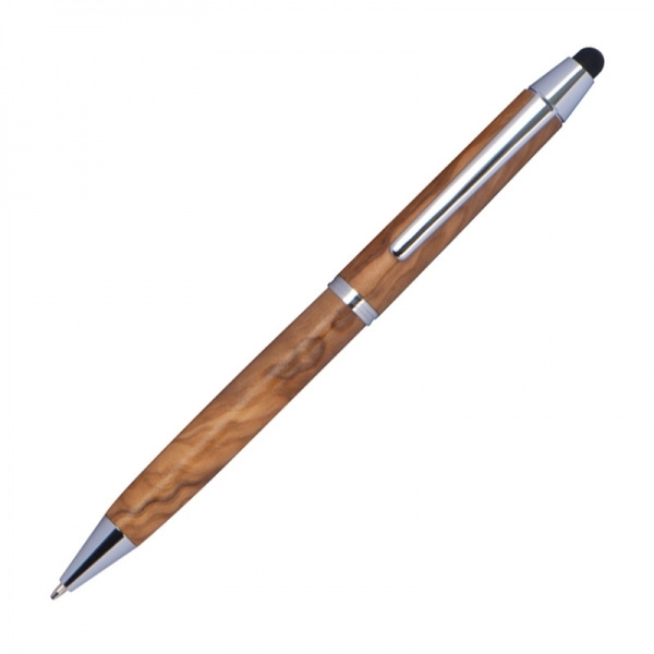 Logo trade advertising product photo of: Wooden ballpen with touch function ERFURT