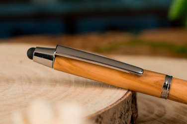 Logo trade promotional gift photo of: Wooden ballpen with touch function ERFURT